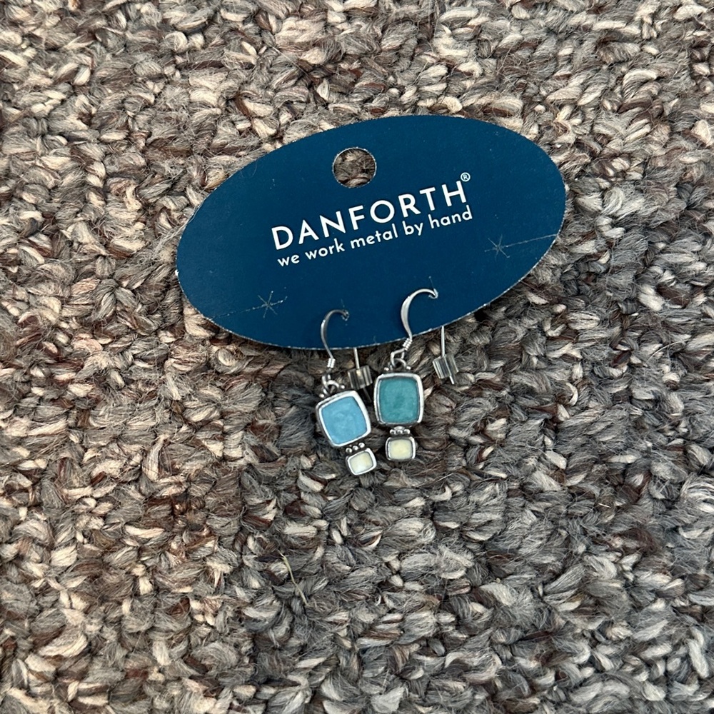 NWT Brand new, never worn Harmony Summer Danforth Blue and White Dangle Earrings
